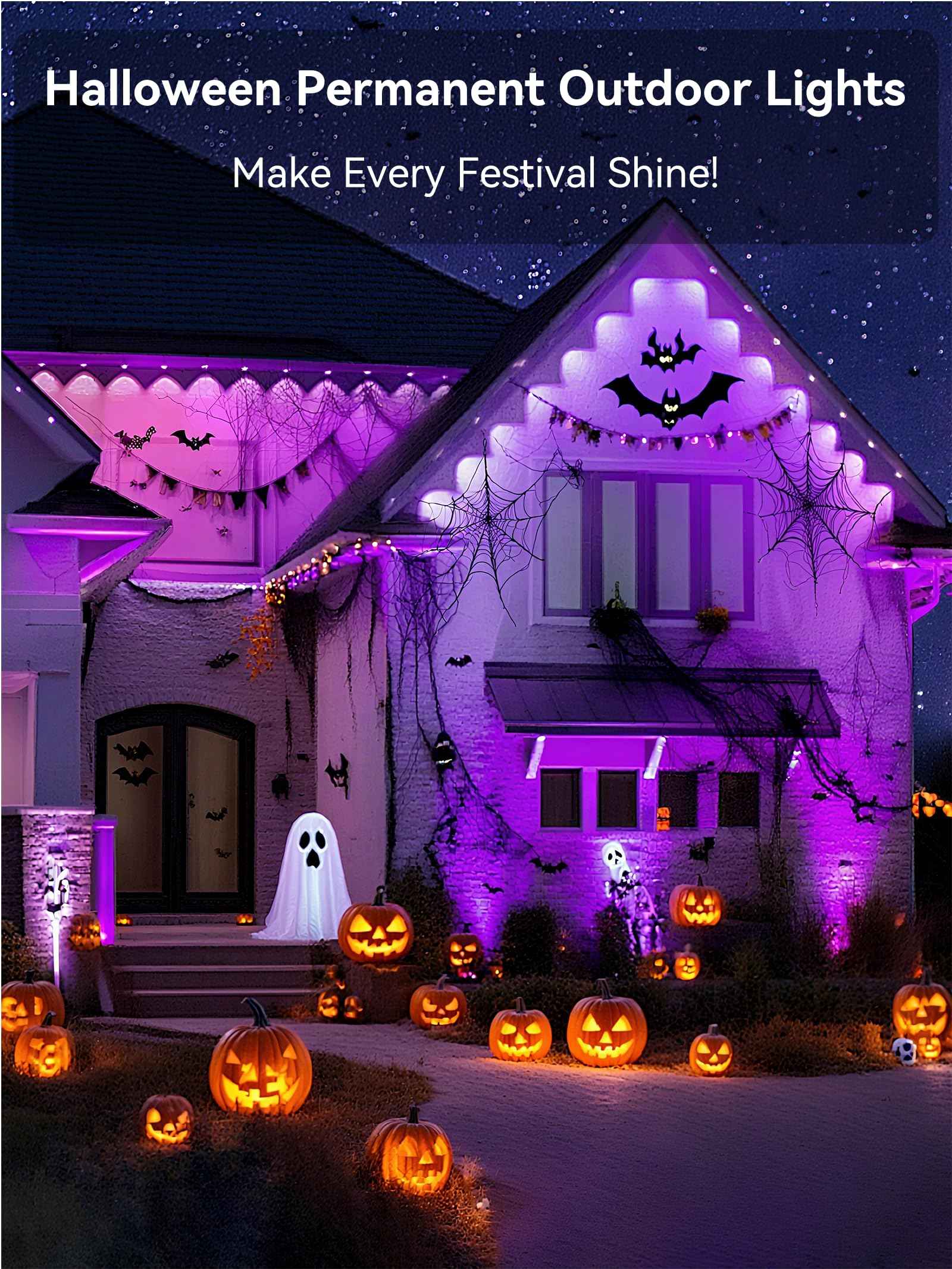 Permanent Outdoor Lights, 100FT RGB IP67 Waterproof Eaves Lighting, Smart LED Outside House Lights with App/Remote Control for Halloween, Christmas Decor, Holiday, Party, Daily, All Year-Round