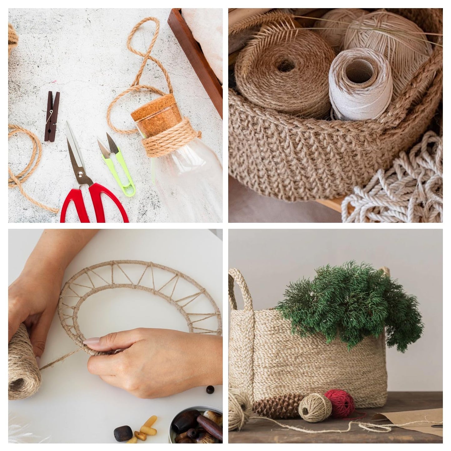 Natural Jute Twine 656ft 3mm,3Ply Twisted Thick Twine Rope Strong Jute String Roll for Crafts Gift Wrapping Gardening Home Decor Bundling Cat Scratching Post