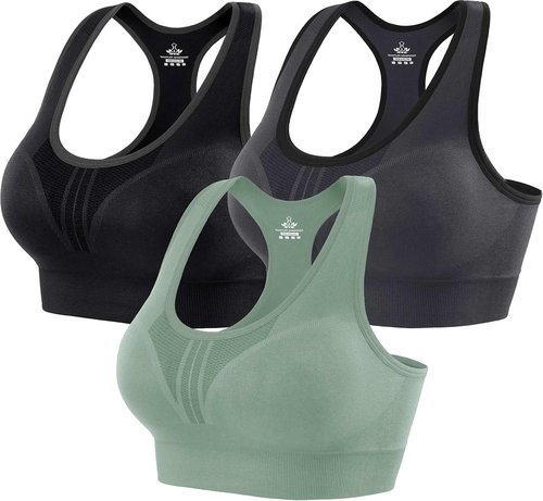 Heathyoga High Support Sports Bra - Padded Racerback for Women | Comfortable Workout Set