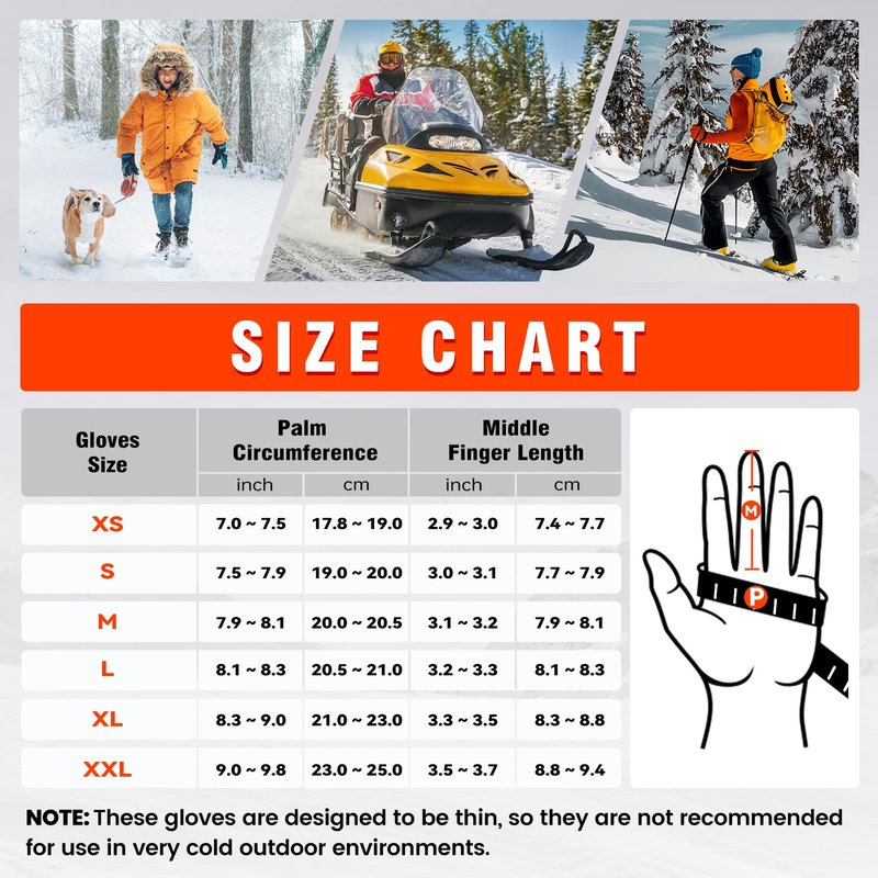 WASOTO Heated Glove Liners for Men Women 7.4V Battery 22.2WH Thin Gloves Electric Rechargeable Touchscreen Heated Work Gloves for Camping Hunting Fishing Hiking Running Driving Arthritis Raynaud(M)