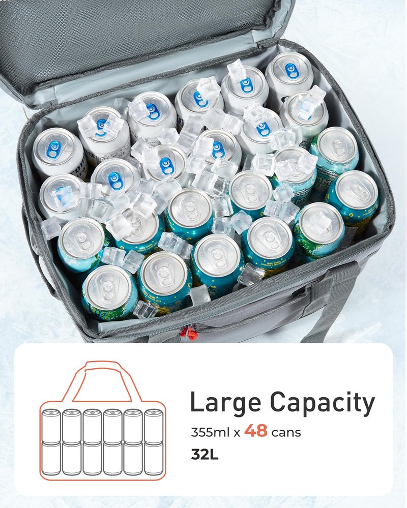 TOURIT Soft Sided Cooler Bag Insulated 48/60 Cans, Large Collapsible & Leakproof Ice Chest for Picnic, Beach, Camping, Travel