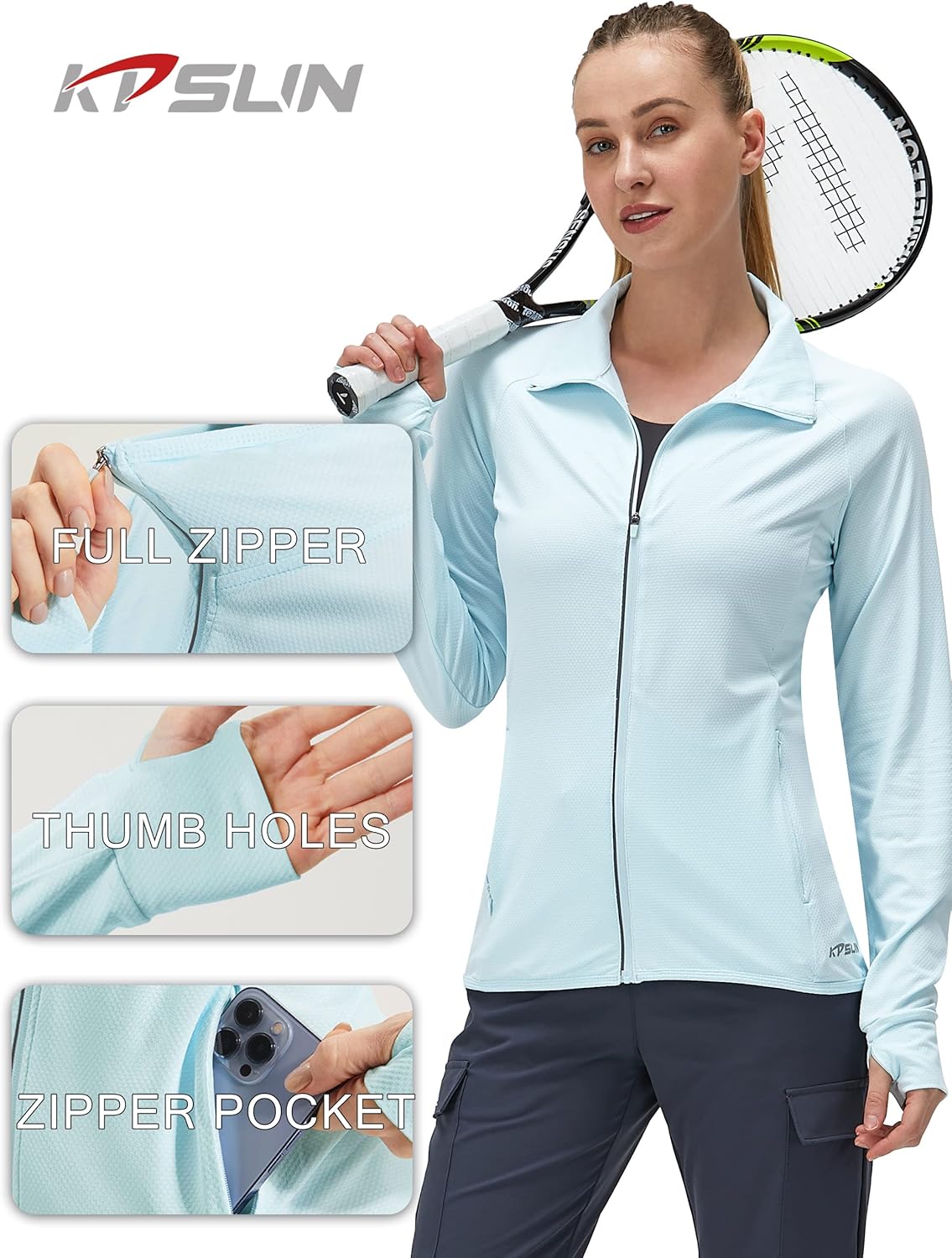 Skiennix Women's Long Sleeve Athletic Hiking Shirt - UPF 50+ UV Sun Protection, Lightweight Outdoor Jacket