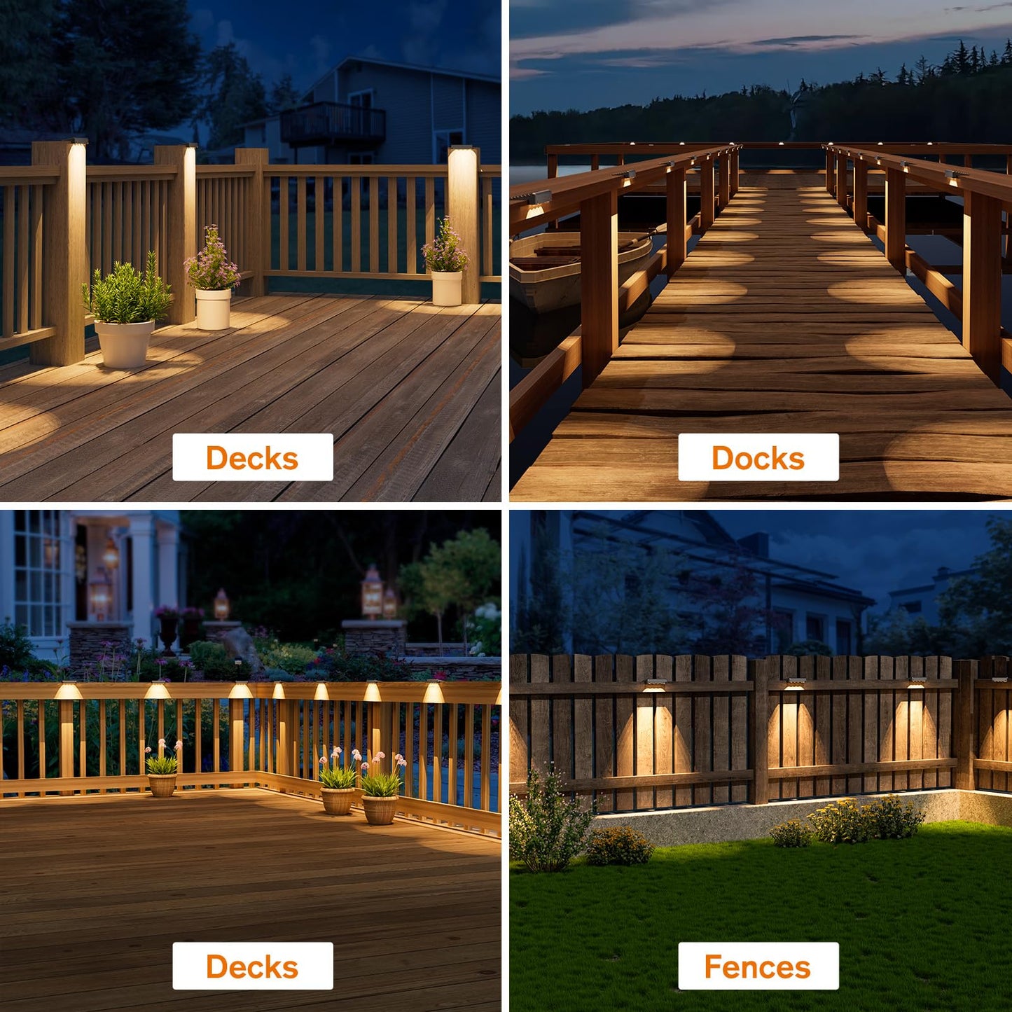 NIORSUN Solar Deck Lights Outdoor 16 Pack, IP65 Waterproof Large Size LED Stair Lights with Lenses, Auto ON Off Warm White Step Lights for Outside, Deck, Patio, Fence, Yard, Pathway and Railing Decor