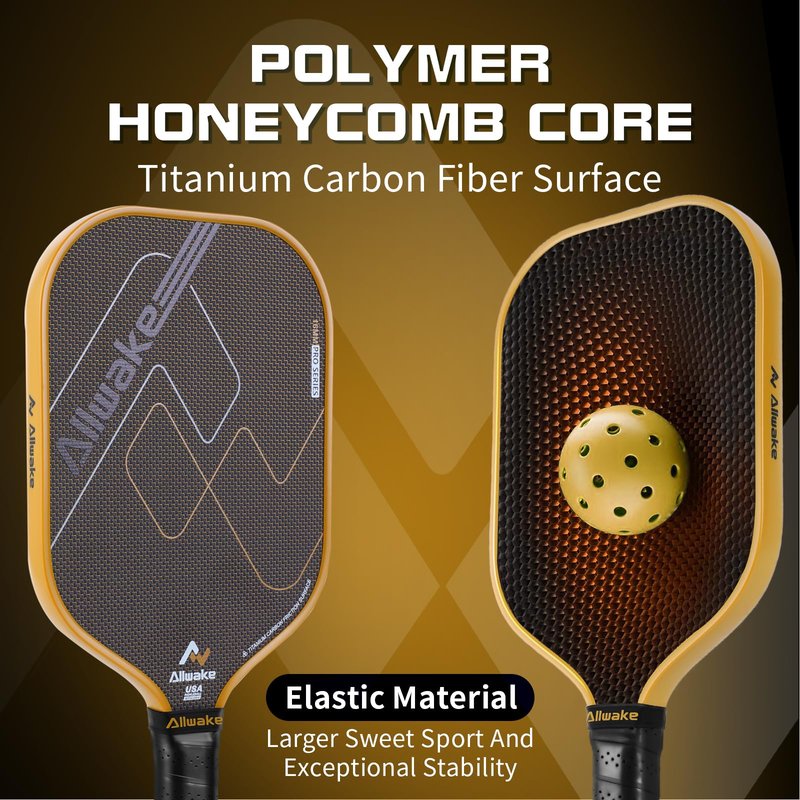 Pickleball Paddles, 3K Titanium Hybrid Carbon Fiber Pickleball Paddles Set, USAPA Approved Elite Control & Power Pickleball Paddle with 16mm Honeycomb Core, Ergo Sweatproof Grip & 360° Edge Protector