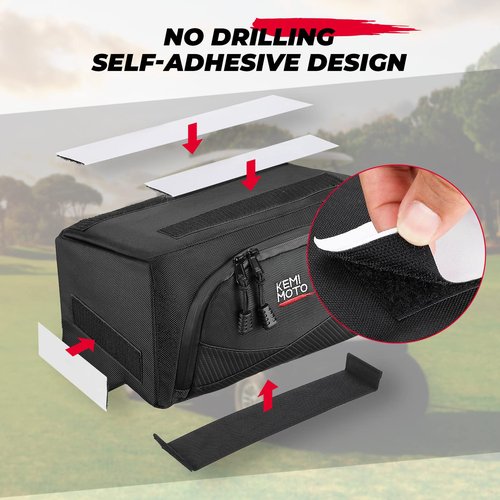 KEMIMOTO Golf Cart Dash Storage Bag Compatible with Club Car Tempo, 1680D, No Drilling Organizer Bag, Waterproof, Black