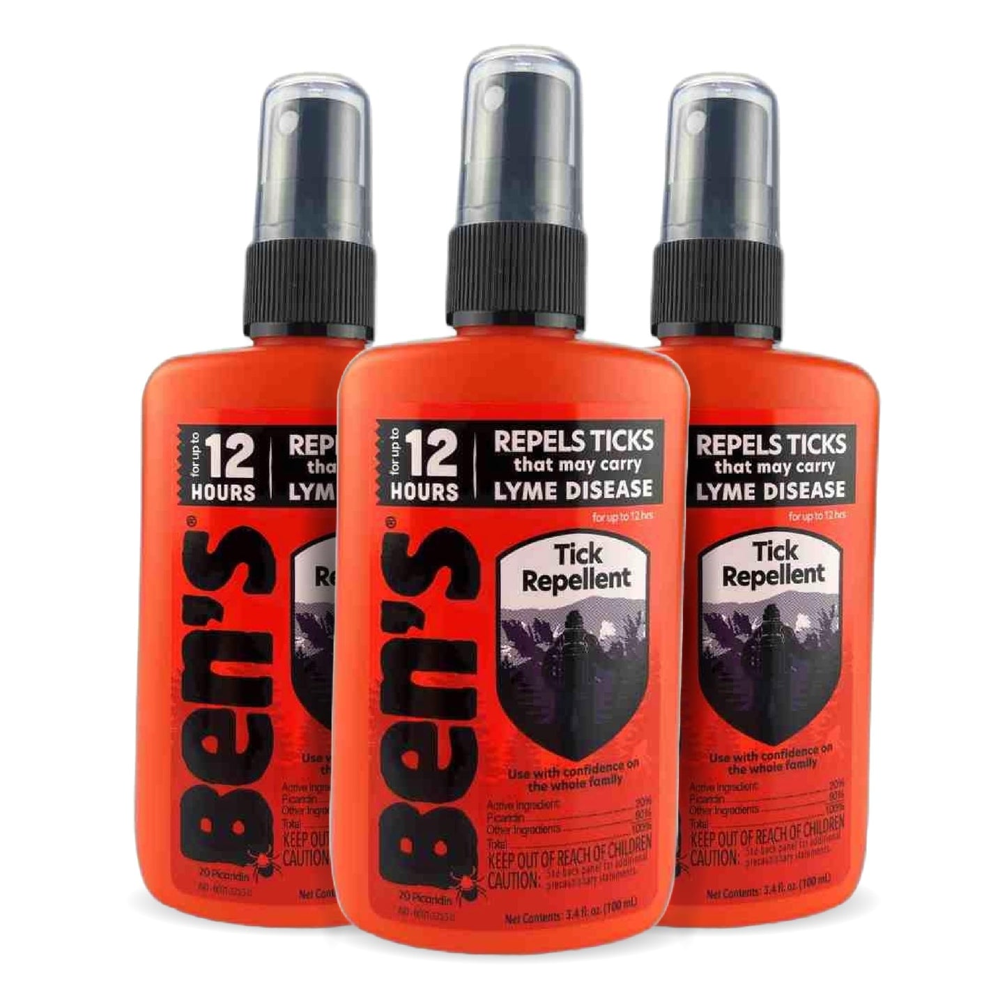 Ben's Tick Repellent - Tick, Mosquito & Insect Repellent Spray for Adults & Children - Bug Spray with 20% Picaridin - Offers 12 Hours of Protection - 3.4 fl oz (Pack of 3