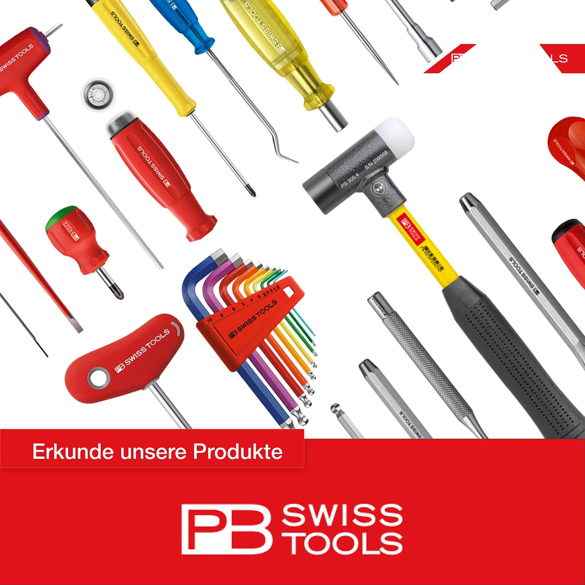 PB Swiss Tools Ratchet Screwdriver Long PB 8510.R-100 | 100% Swiss Made | Screwdriver Bit Holder Magnetic for C6 Bits, Left/Clockwise Rotation/Fixed, Blade Length 100 mm