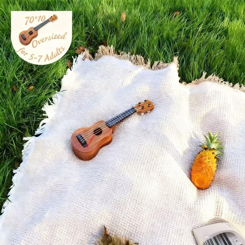 Zyntrytong 70"x 70" Picnic Blanket Extra Large,Layer Outdoor Blanket for 5 to 7 Adults,Camping Grass Lawn Park Accessories Cute Couple Gifts Ideas Wedding Registry for Camping, Park, Beach (Cream)