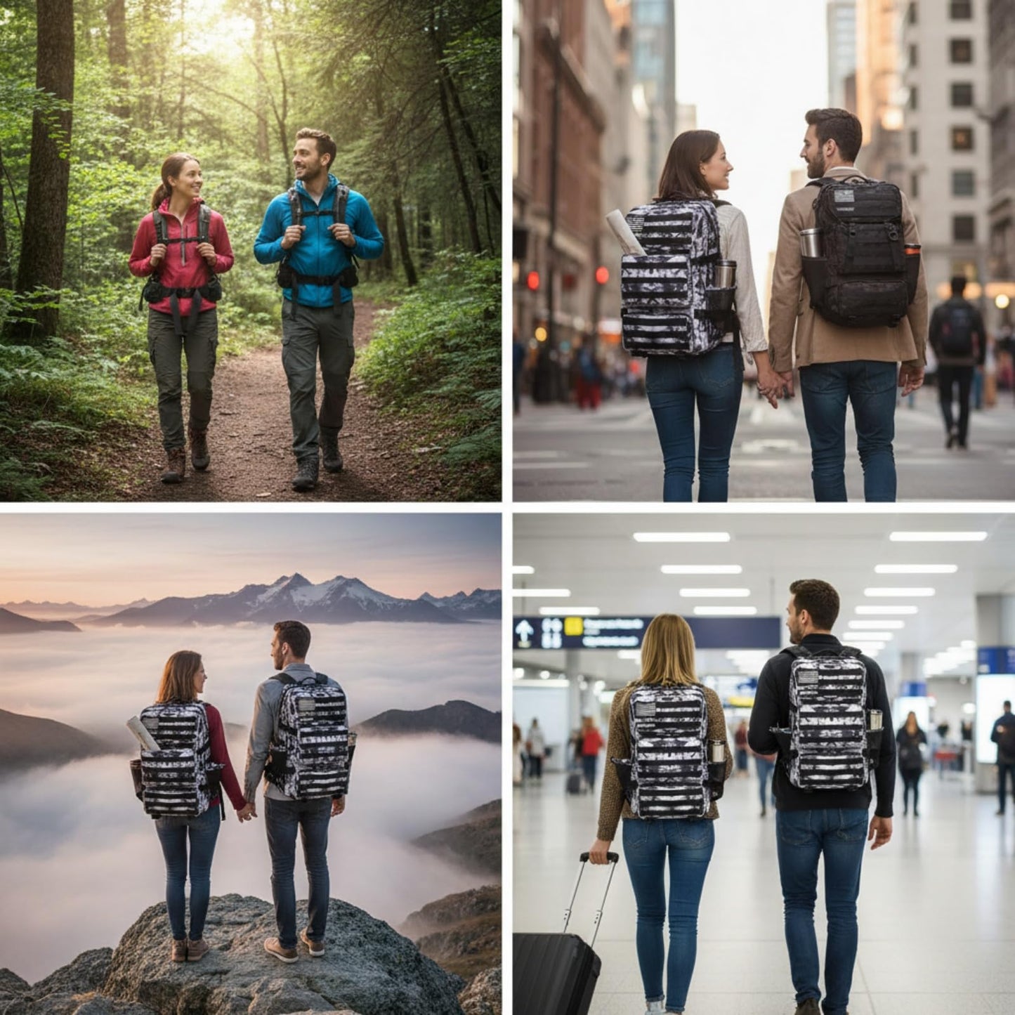 SEYATULLH Military Tactical Backpack 55L for Men & Women Bug Out Bag Assault pack Molle Daypack Hiking Trekking Rucksack (Black and white tie dye)