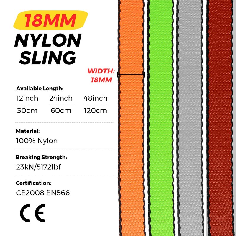 VFKENA 18MM Nylon Climbing Sling Runner 23KN CE2008/EN566 Strong Webbing Straps for Rock Climbing,Mountaineering, Rappelling, Swing, Yoga Hammock etc (Grey, 30cm/12inch | Pack of 2)