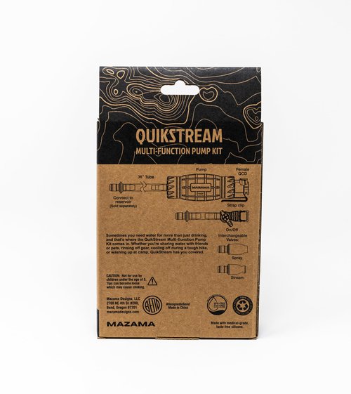 Mazama QuikStream Multi-Function Hydration Pump Kit – Pressurized Water System for Sharing, Cleaning & Cooling. Rinse Gear, Dishes, Pets, Sand & More. Fits Most Reservoirs. Squirt or Spray on Demand!