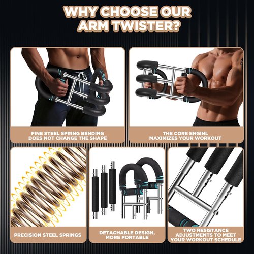 Twister Arm Trainer 9-Level Adjustable (20-270lbs) with Adjustment Tool & Mechanical Counting Grip - Chest Trainer for Men Women, Home Gym Arm Exerciser to Build Biceps, Chest & Grip Strength