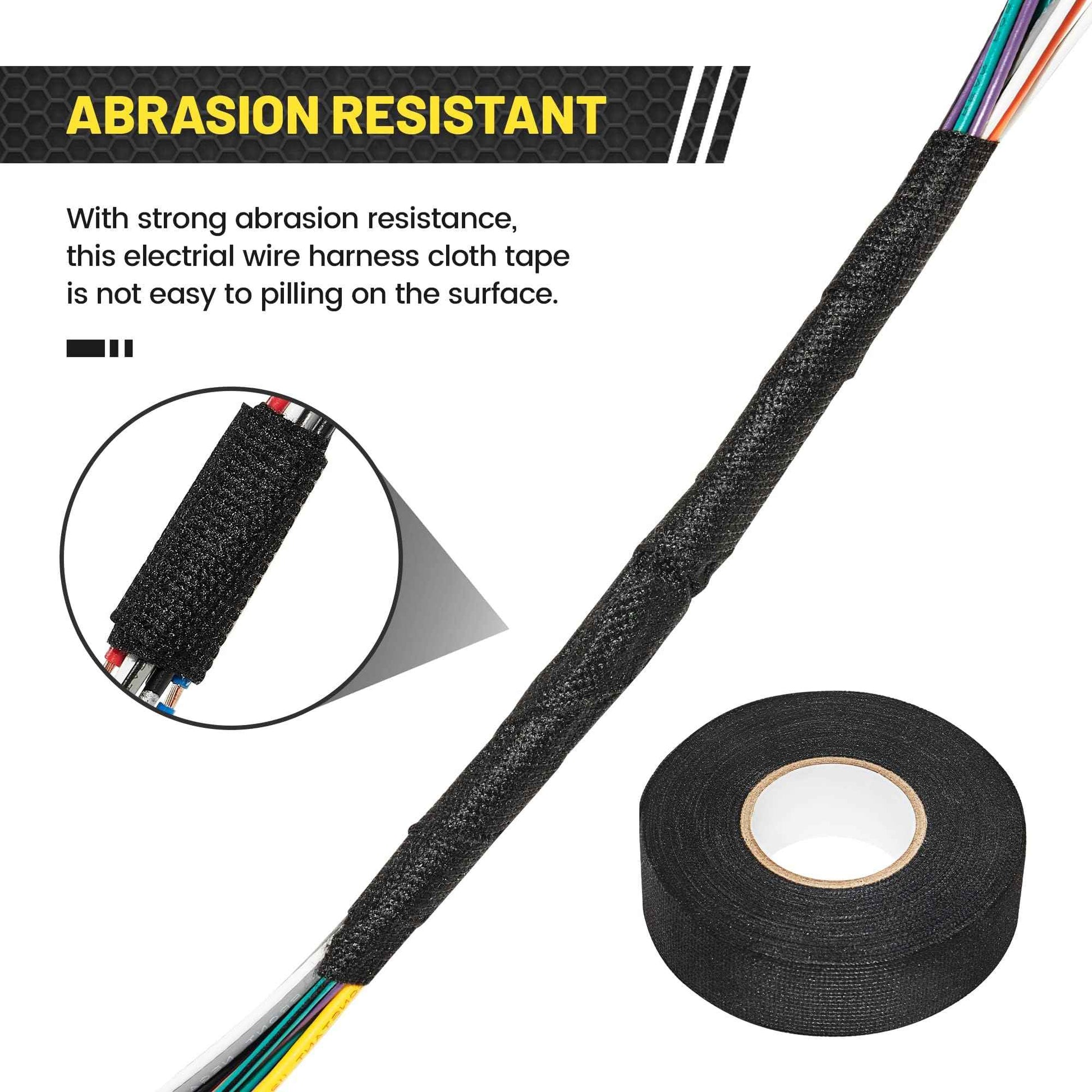 Oyviny 8 Rolls Automotive Wire Harness Cloth Tape 1 Inch x 50 Feet High Temp Self-Adhesive Noise Dampening Electrical Cloth Tape for Car Engine Wire Wrapping Protection Insulation