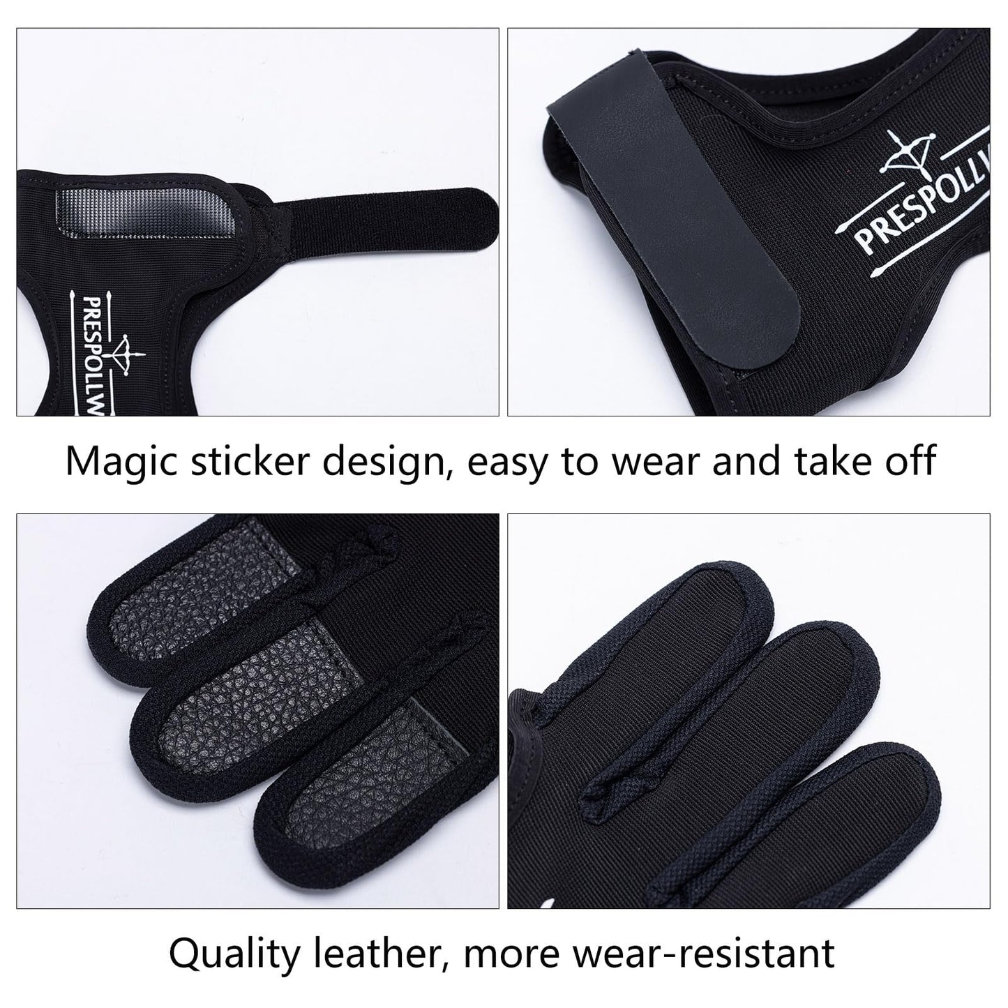 Prespollw Archery Glove Three-Finger Guard – Protective Shooting Glove for Men & Women, Ideal for Recurve & Compound Bow Hunting and Target Practice (Large)