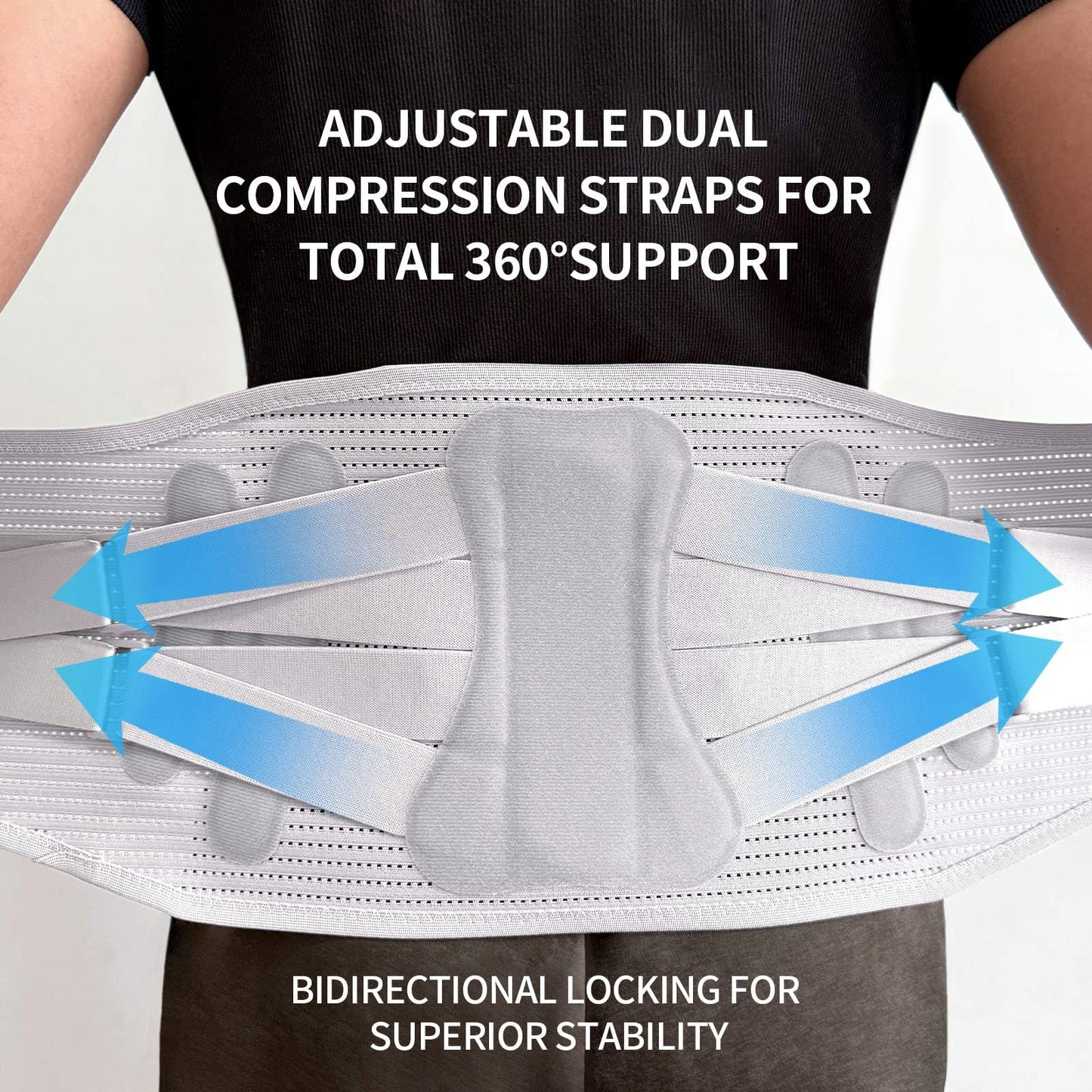 RockloookY Lower Back Brace for Women Men, Adjustable Lumbar Support with 3D Pad, Breathable Ergonomic Support Belt with Metal Stays for Work, Lifting, Drive, Grey,Size M,Waist 31"-38"