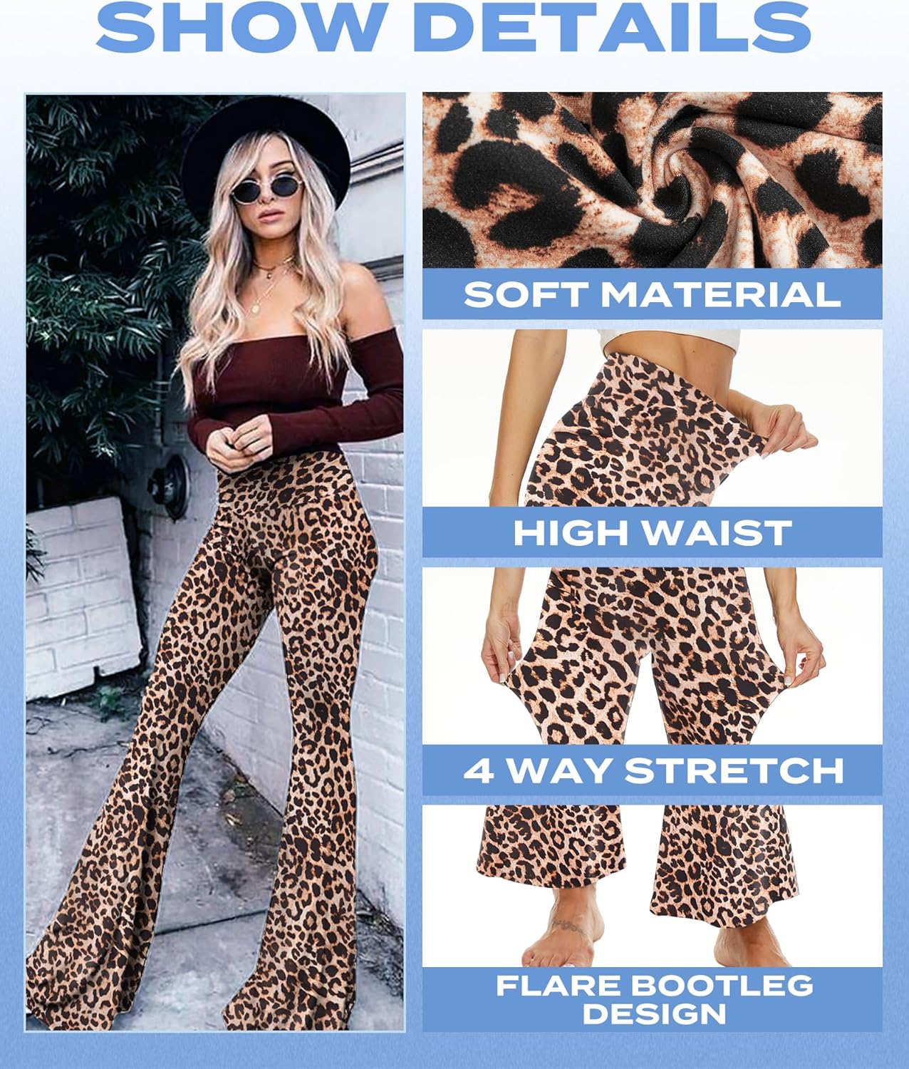 Sundwudu Black Flare Yoga Pants - Soft High Waist Bootcut Leggings for Tall Women