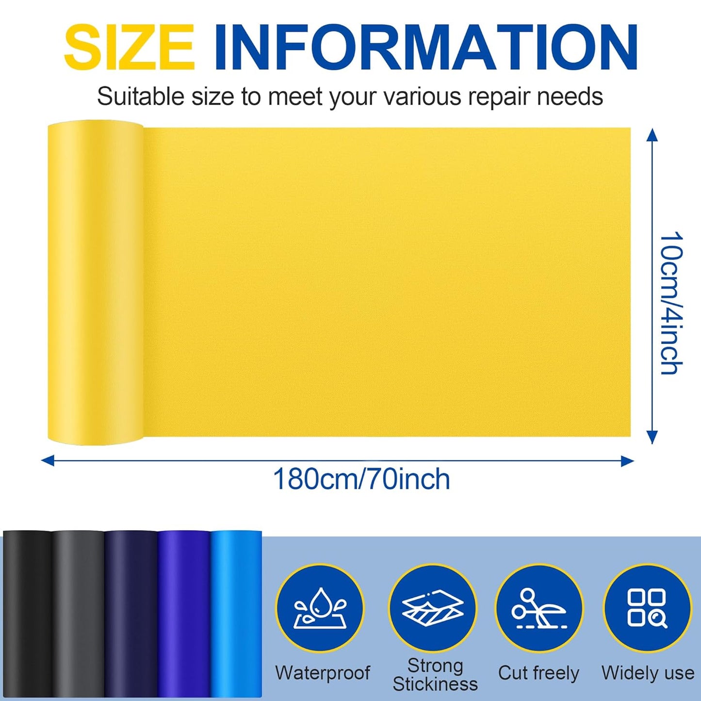 Skiennix Fabric Repair Tape - Waterproof Self-Adhesive Nylon Patch Kit for Jackets & Tents | Yellow 4x70 Inch