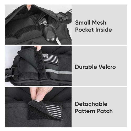 APEXUP Adjustable Weighted Vest, 4-10lb/12-18lb/20-32lb Vest with 6 Ironsand Weights and Large Pocket, Weight Vest for Men Women Strength Training, Running, Walking (12-18lb, Black)