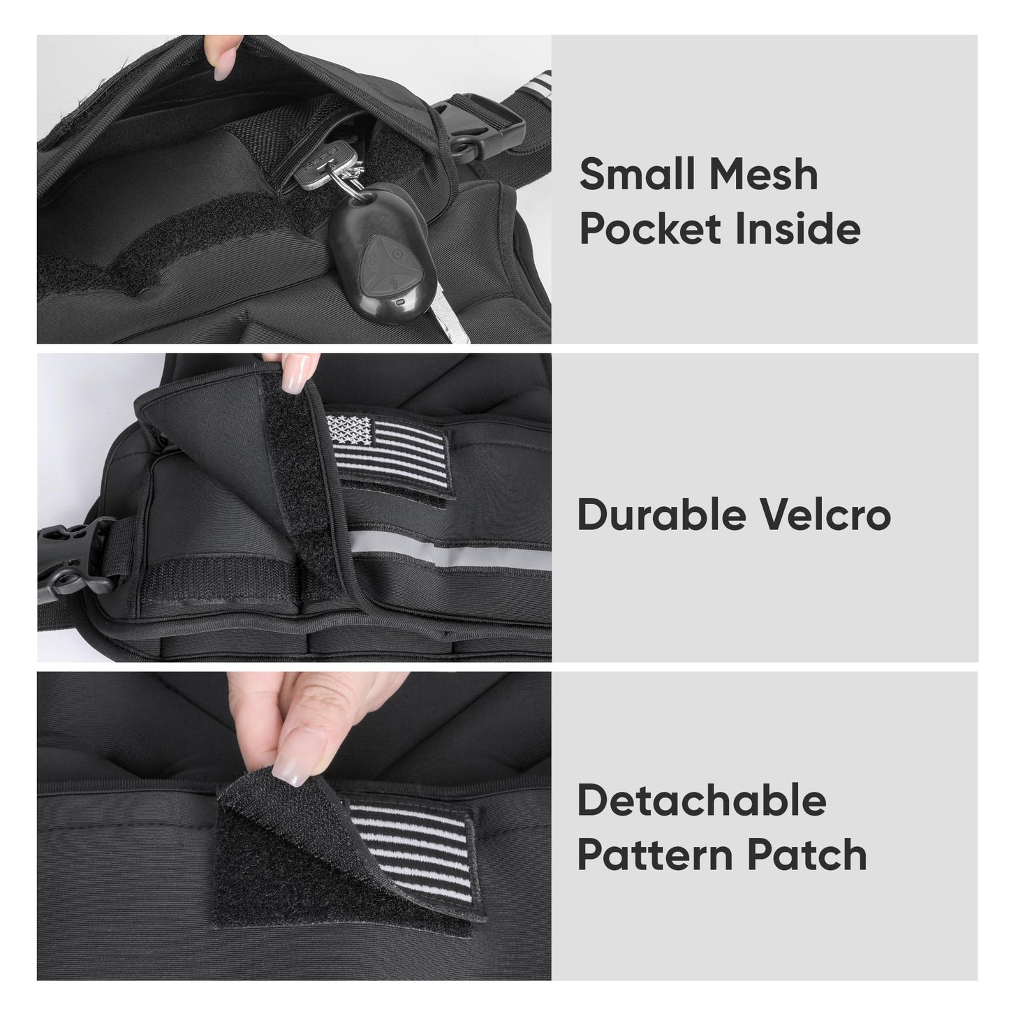 APEXUP Adjustable Weighted Vest, 4-10lb/12-18lb/20-32lb Vest with 6 Ironsand Weights and Large Pocket, Weight Vest for Men Women Strength Training, Running, Walking (12-18lb, Black)