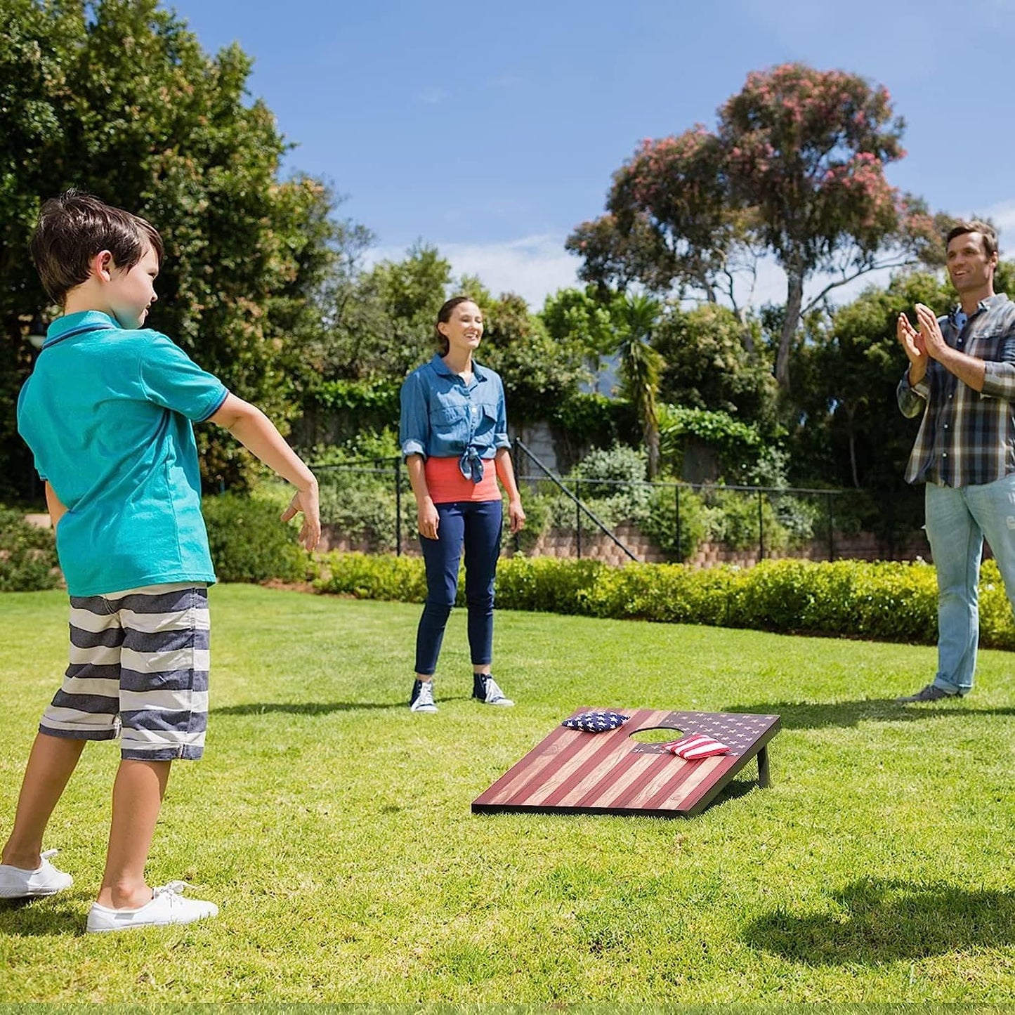 Skiennix Cornhole Set - Regulation Size 4x2 & 3x2 Boards with Carrying Bags & 8 Bean Bags | Outdoor Family Fun