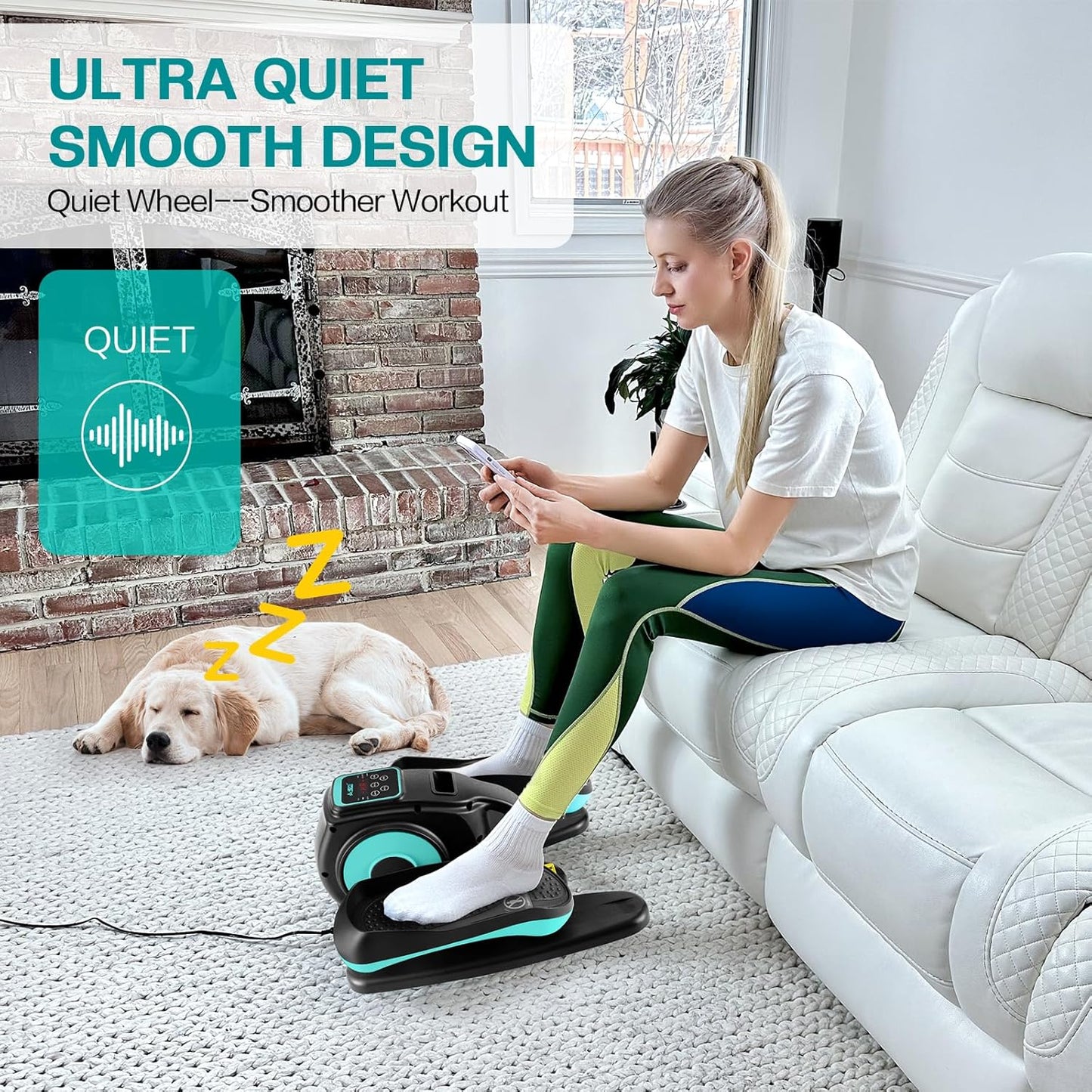 Skiennix Under Desk Elliptical Machine - Adjustable Speeds & Remote Control | Quiet Mini Pedal Exerciser for Home Office