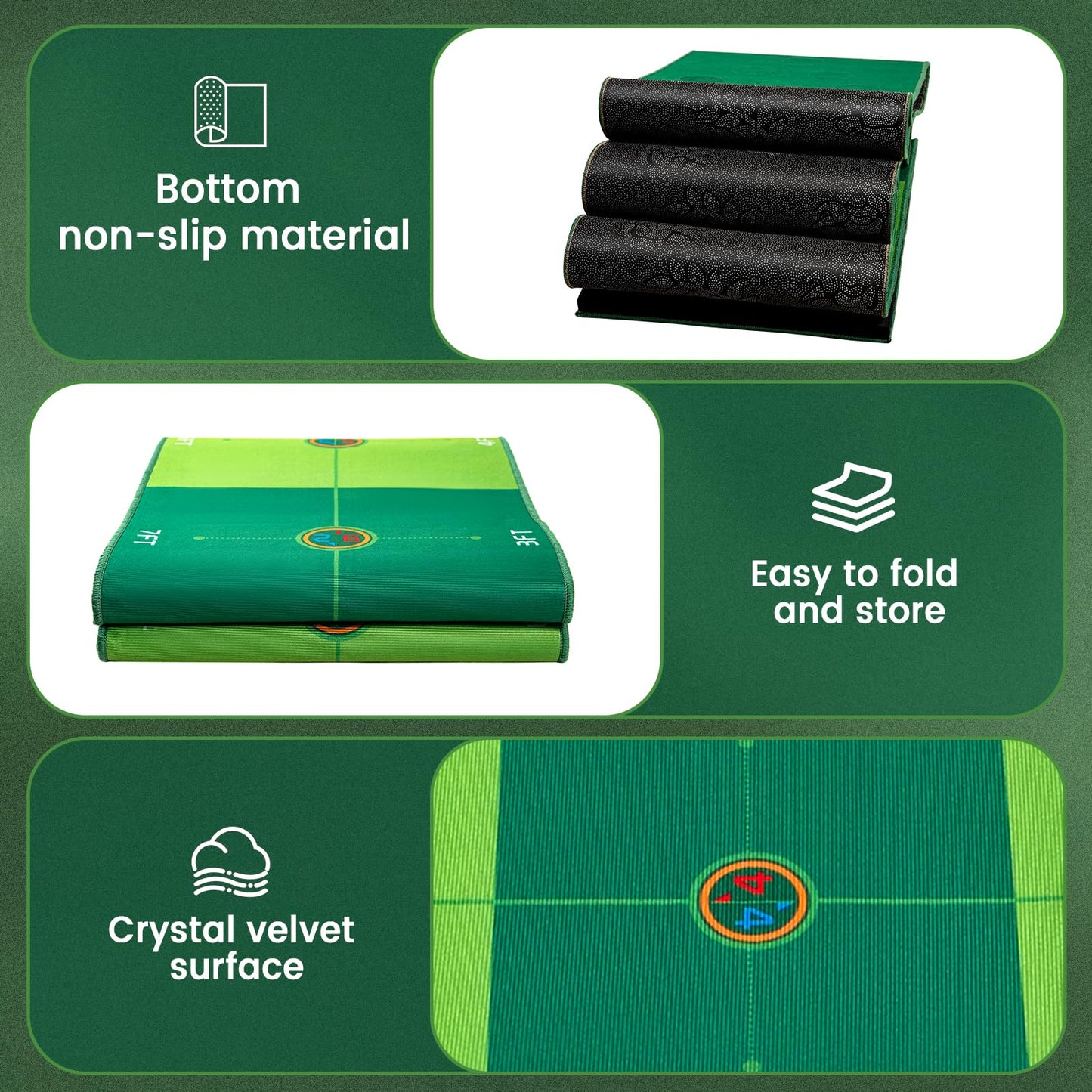 Golf Putting Game Putting Green Golf Putting Mat Indoor Outdoor Pratice Golf Game Set for Office Backyard Party (16x126in)