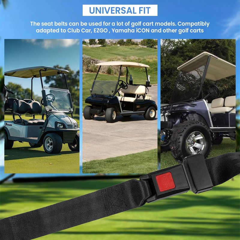 T.Chilyn 2 Pack Golf Cart Seat Lap Strap Belts Kit, Universal Golf Cart Belt Kit, EZGO, Yamaha, UTV,Go Kart, Front/Rear Seatbets