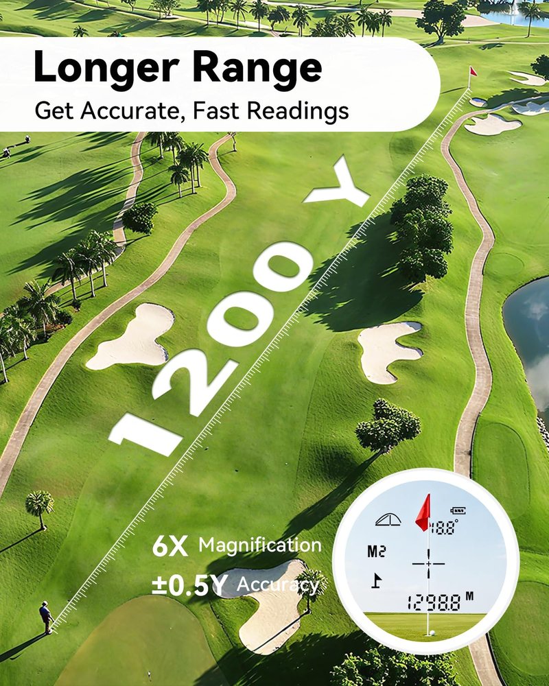 DAZHEN Golf Rangefinder with Slope, 1200 Yards Laser Range Finder Golfing with External Screen, Flag Pole Locking Vibration, 6X Magnification, Golf Accessories for Men