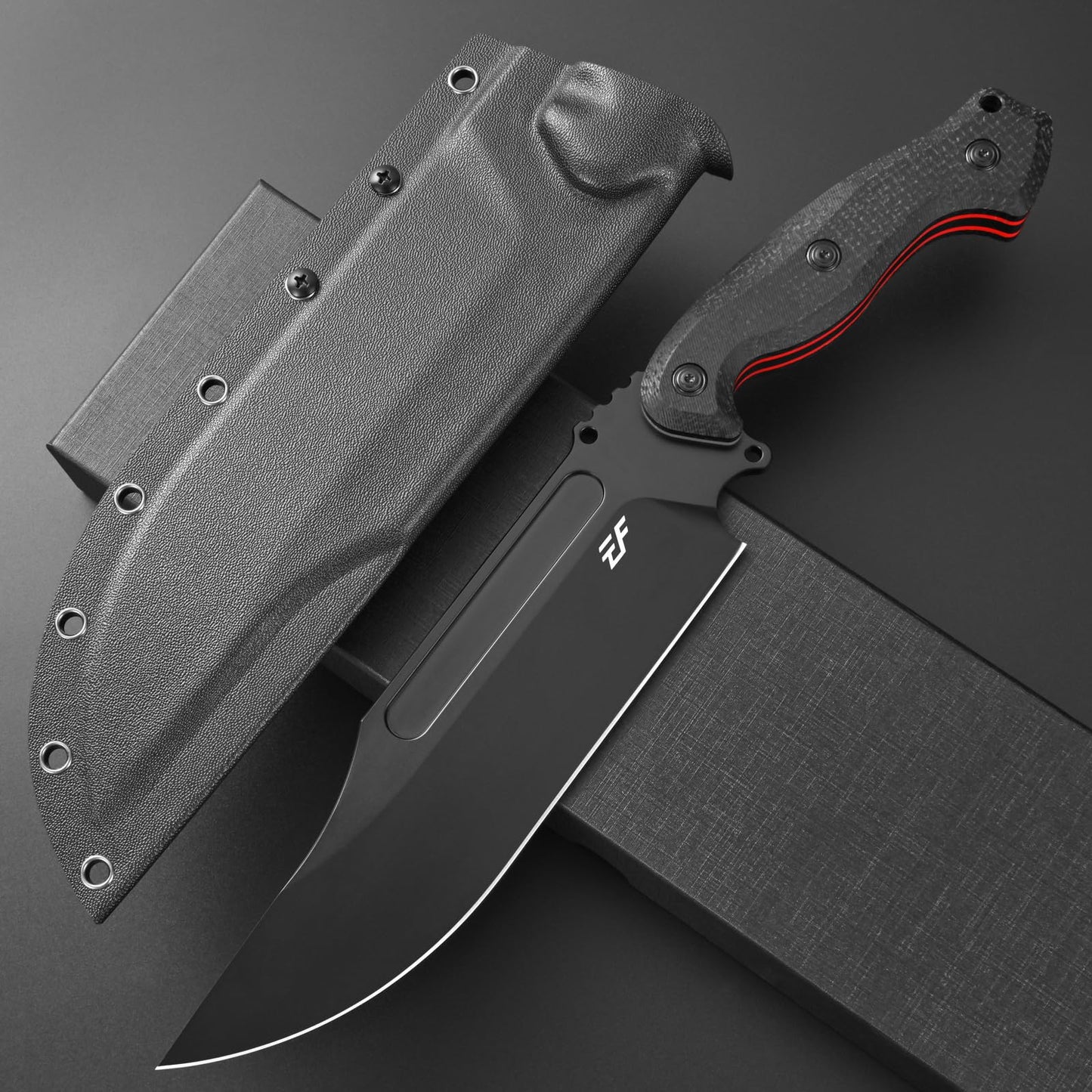 Eafengrow EF163 Fixed Blade Knife DC53 Steel Blade Micarta Handle Full Tang Heavy Duty Fix Knifes for Outdoor Camping Hunting(Black)