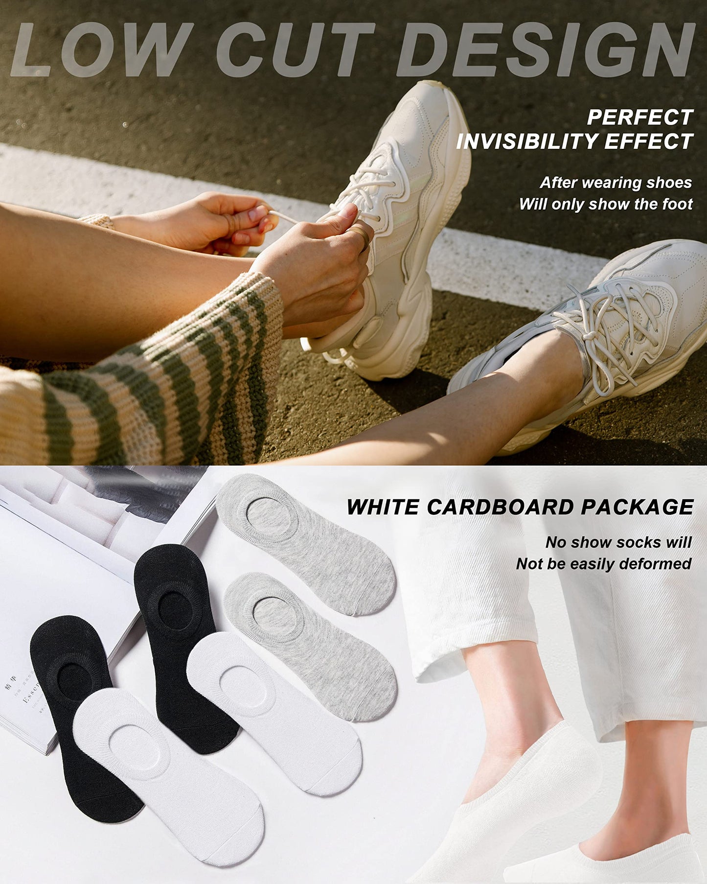 MoHern 9 Pairs No Show Socks Womens, Low Cut No Show Socks Size 6-10, 3 Colors Flat Socks for Women