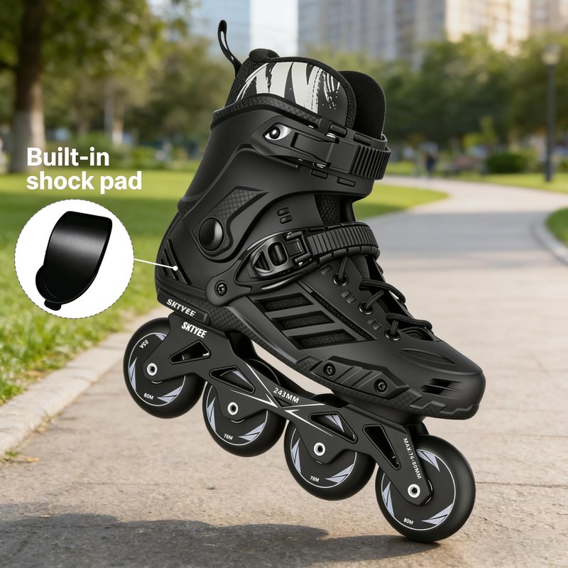 SKTYEE Inline Skates for Women Men, High Performance Roller Skates Blades Adult Male Female, Professional Skates for Outdoor Fitness & Beginners, Washable Liner, 85A PU Wheels, Black