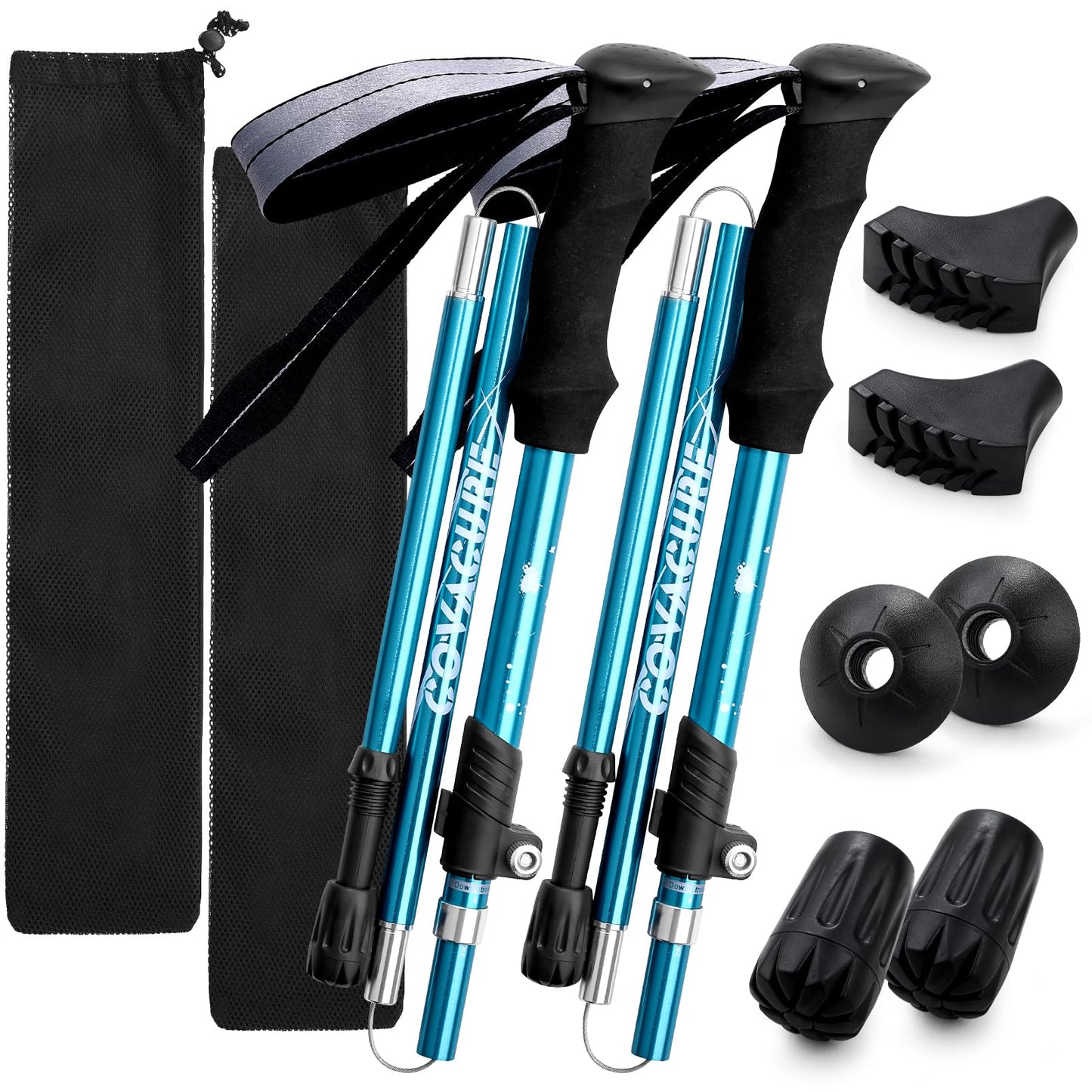 Covacure Hiking Poles Collapsible Trekking Poles - Aluminum Alloy 7075 Walking Sticks with Telescopic & Foldable Tri-fold Design Hiking Gear for Women Men, Camping, Climbing