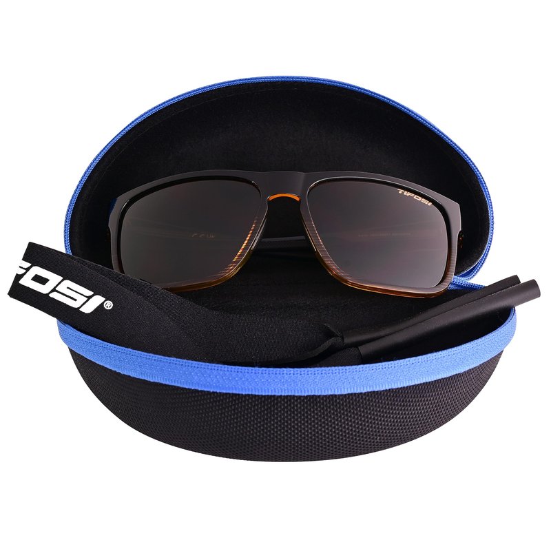 Tifosi Optics Swick Sunglasses Bundle with Case and Eyewear Straps (Brown Fade/Brown)