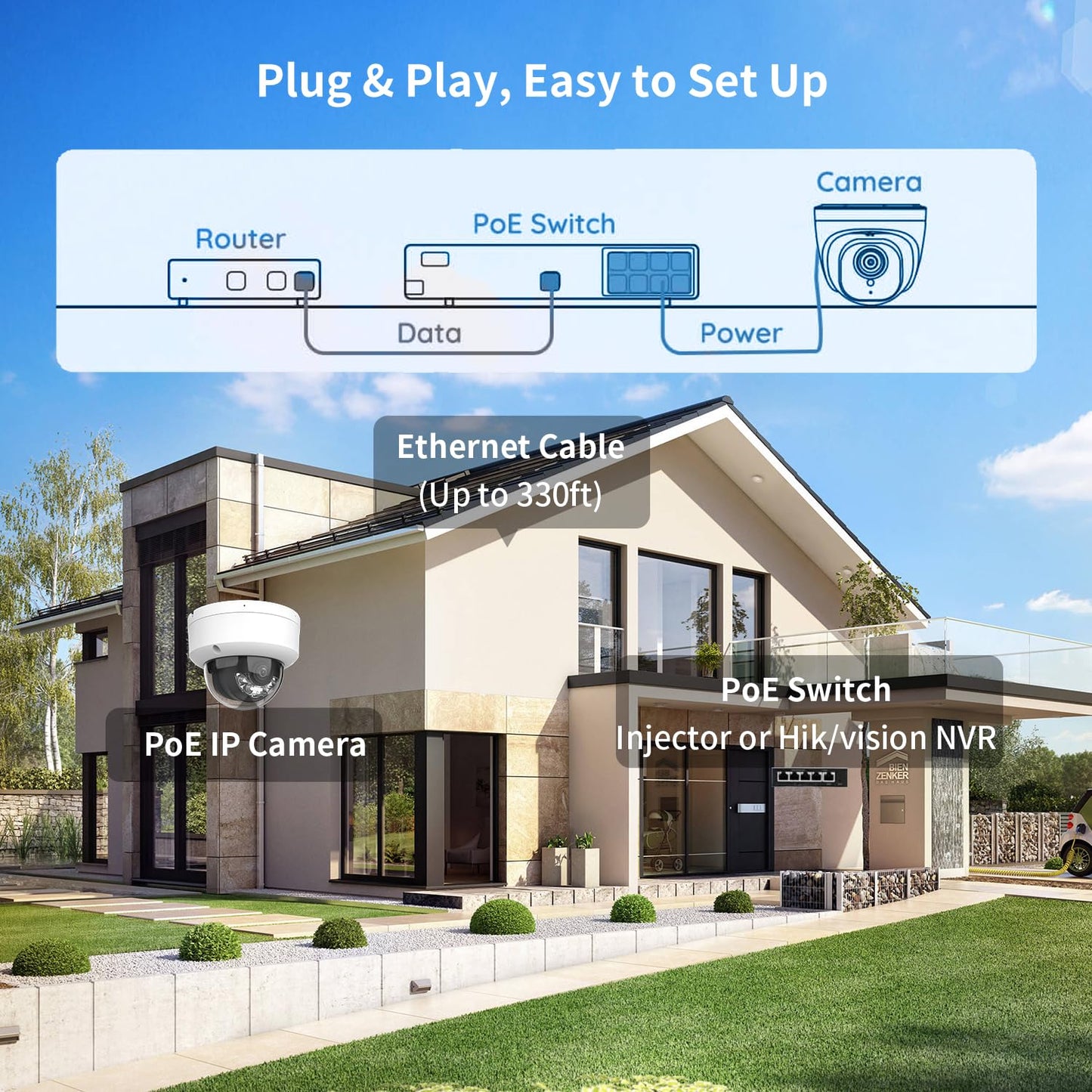 YINLINK DS-2CD1143G2-LIUF Original Ⲏіk-ѵіsіoո 4MP PoE Dome Camera, Bulit-in Mic, 98ft Night Vision, MicroSD 512GB, IP67, IK08, 2.8mm Lens (International English Version)