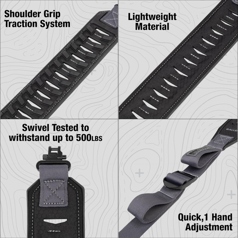 Allen Company BakTrak Traverse 36″ Rifle Sling w/Rubber Grip Pad & 500 lb‑Rated Swivels – Black