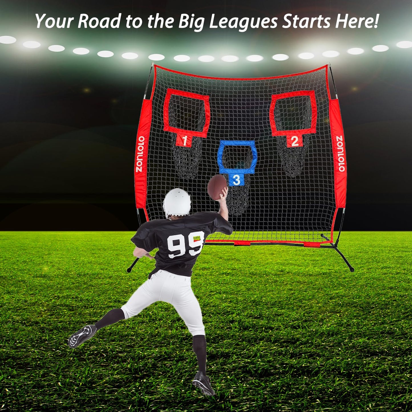 Zonlolo 6x6ft Football Training Net, Football Throwing Net with 3 Target Pockets, Portable QB Throwing Practice Equipment with Small Carry Bag,Most Suitable for Kids