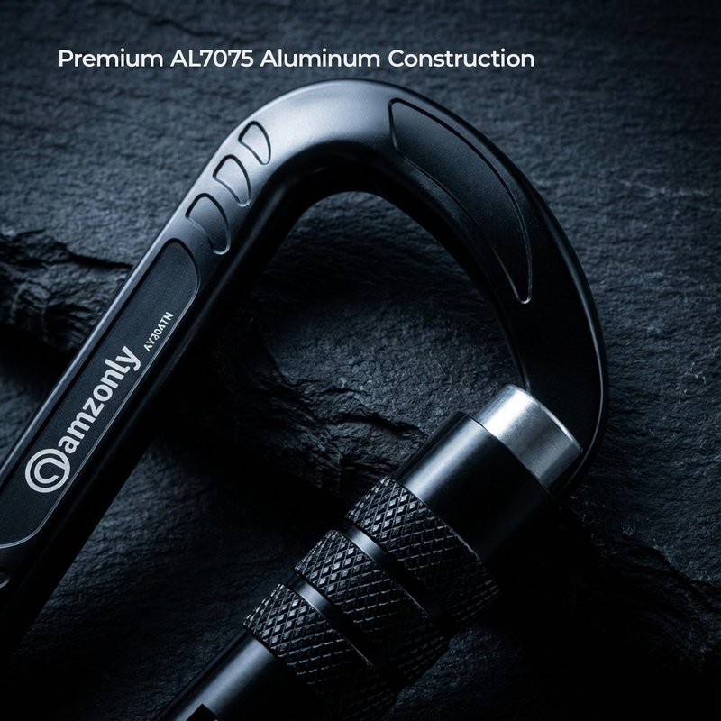 3inch Auto Locking Carabiner Clips Heavy Duty, 12KN /2697lbs Lightweight Keychain carabiners, Sturdy Twist Lock Caribeeners for Camping Hiking Hammock Swing Backpack, Dog Leash and Harness etc, Black