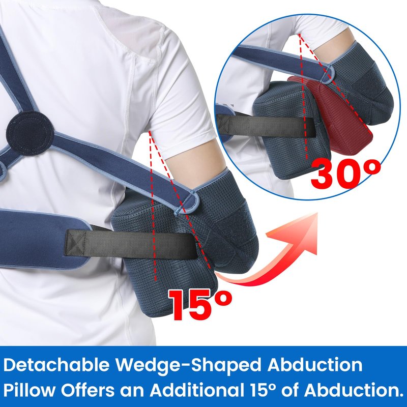 Velpeau Shoulder Abduction Sling with Two Removable Pillows, Shoulder Immobilizer Strap for Sleeping, Rotator Cuff Surgery, Medical Sling for Women & Men, Fits Left & Right Arm (M, Bust 32"-41″)