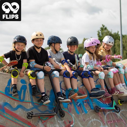 99FLIPS Kids Knee and Elbow Pads Set - Protective Skateboard Gear - Size SM Light Blue | Safety for Roller Skating