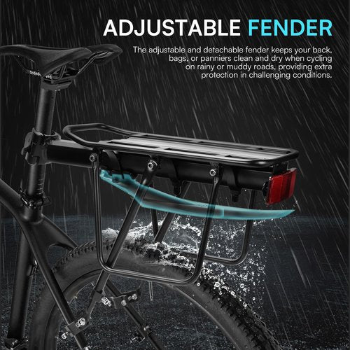 PIREKZUNT Rear Bike Rack, 110 LB Capacity Quick Release Bike Cargo Racks with Mudguard and Reflective, Adjustable Aluminum Alloy Ebike Carrier Rack for 26"-29" Frames