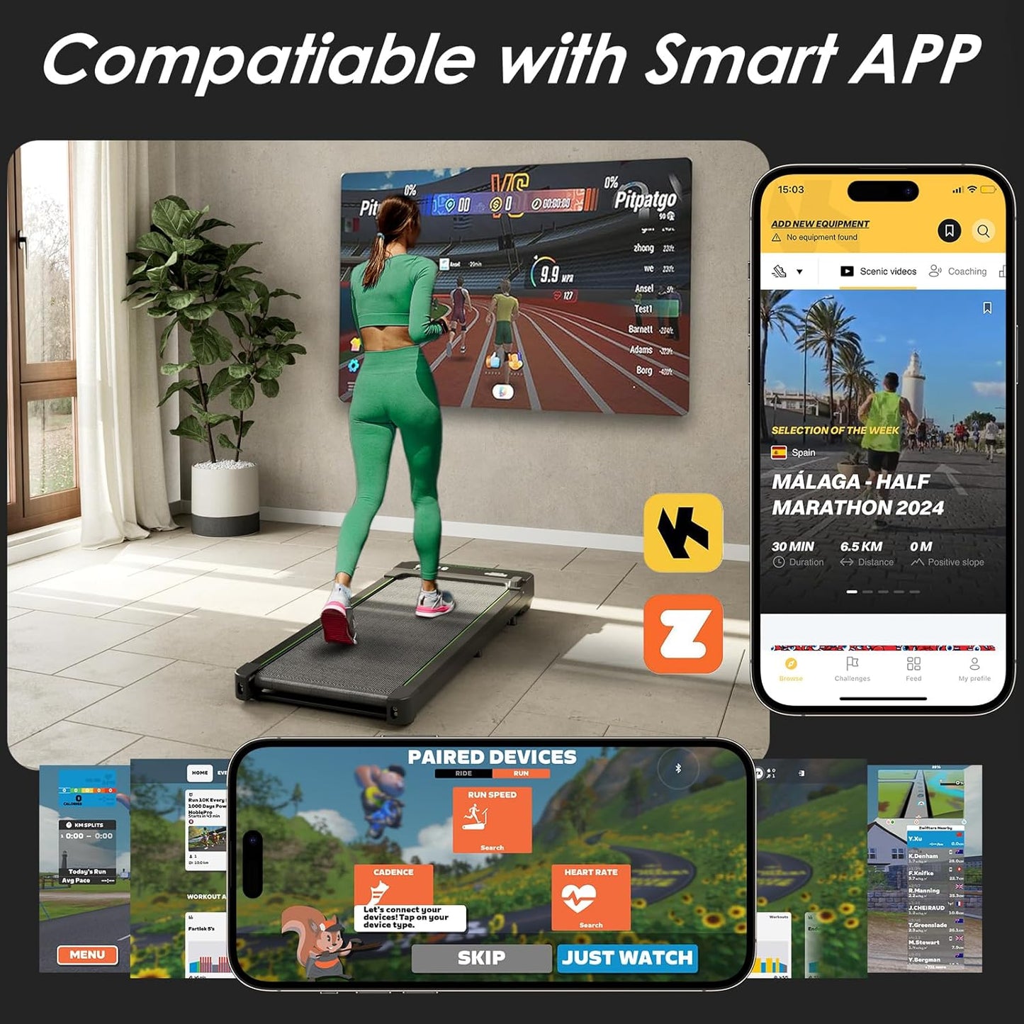 Skiennix 3-in-1 Treadmill - Portable Under Desk Walking Pad with Incline & LED Display, Remote Control