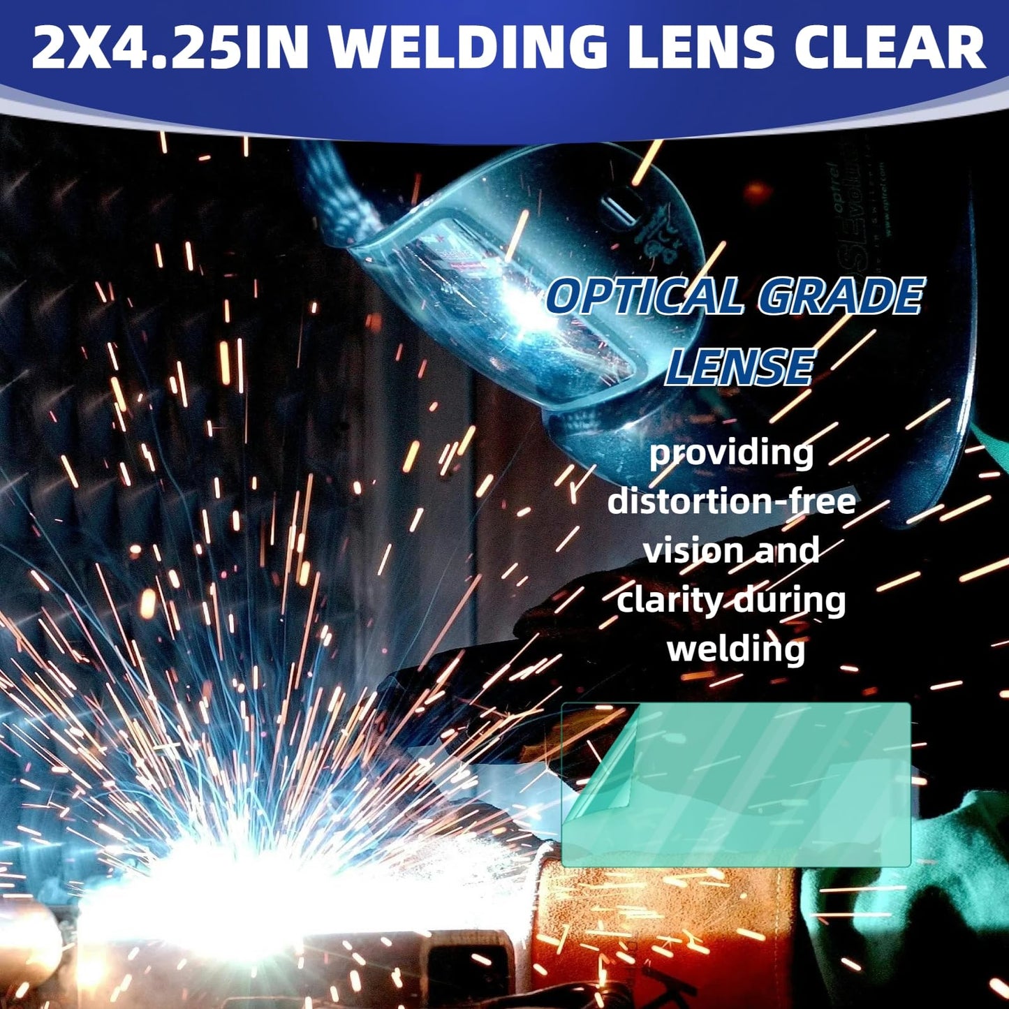 20Pcs of 2" x 4.25" Universal Welding Helmet Hood Replacement Clear Lens Cover 2x4 1/4 optical grade Premium Quality Clear Plastic Cover Lenses