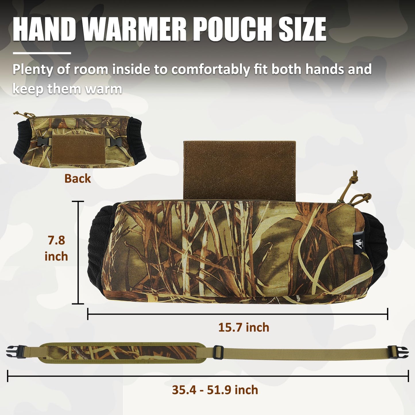 AYAMAYA Tactical Hand Warmer Pouch, Hunting Hand Muff Dangler Pouch for Plate Carrier, Waist Fanny Pack Handwarmer with Neck Strap & Hook and Loop for Football, Camping, Cold Winter Outdoor
