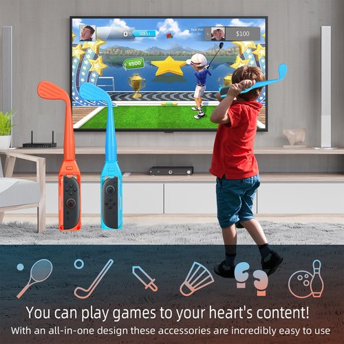 Switch 2 Sports Accessories Bundle/18-in-1 Switch Sports Accessories Bundle for Switch 2 Joy-Con with Tennis, Golf, Bowling, Sword Props, Leg & Wrist Straps-Motion Control Game Kit for Sports&Fitness