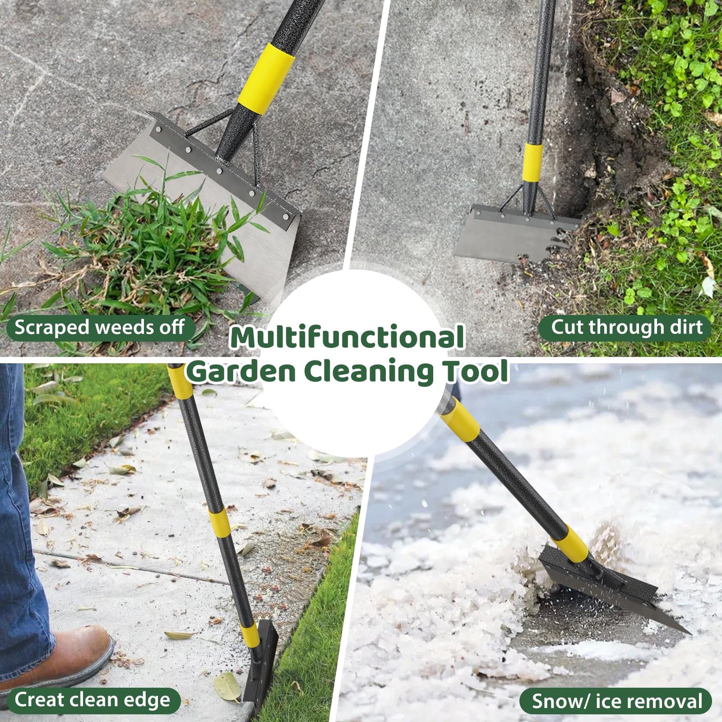 Garden Flat Shovel, Weeding Tool, 60 Inch Multifunctional Garden Cleaning Shovels, Heavy Duty Floor Scrapers Long Handle,Metal Weeding Scraper for Lawn Edging, Ice Scraper, Snow Shovel