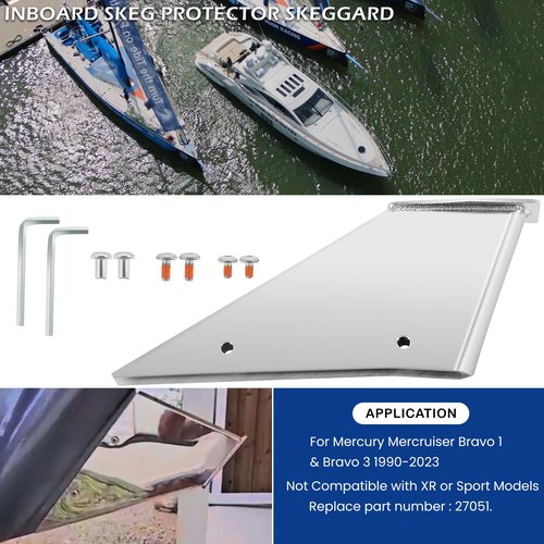 27051 Skeg Protector Guard for Mercury Mercruiser Bravo 1 & Bravo 3 1990-Present Stainless Steel Safe-Skeg Protector