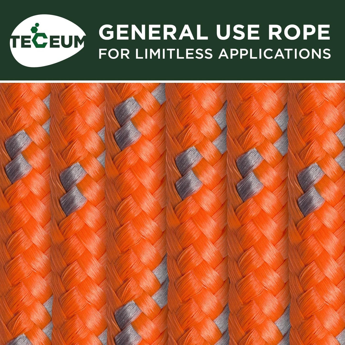 TECEUM Rope – 90 Feet x 1/4 Inch (7mm) – Purple – Strong All-Purpose Utility Rope – Camping, Crafting, Flag Pole, Indoor & Outdoor – Polypropylene Nylon Poly Lightweight Diamond Braided Cord