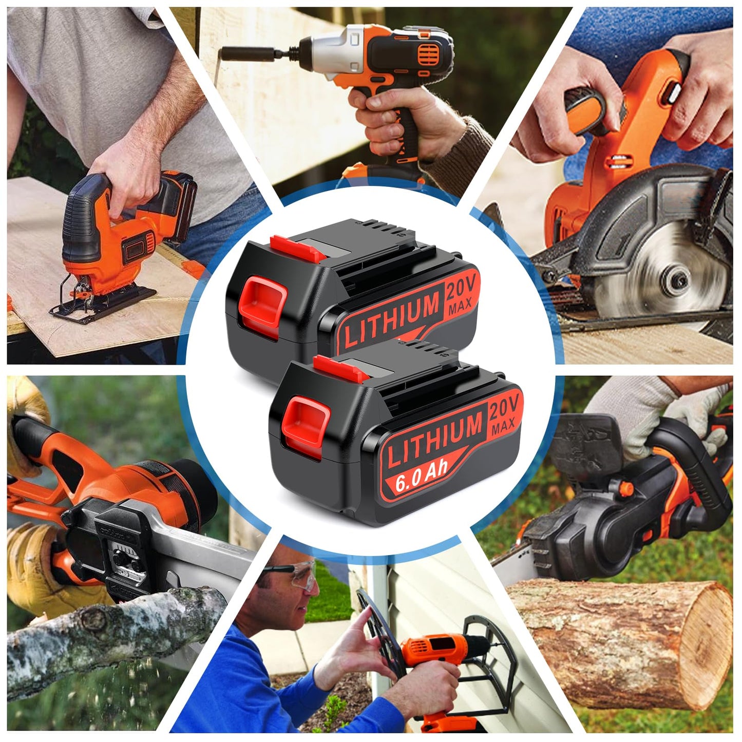 PASUKTER 4-Pack High-Output 6Ah 20V Battery Replacement for Black+Decker 20V Battery Tools LB20 LBX20 LBXR20 LBXR20B LBXR2020 LBX4020 LB2X4020 LST220 Battery