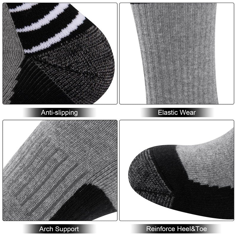 COOVAN Mens Cotton Crew Socks Moisture Wicking Cushioned Athletic Heavy Duty Work Boot Socks 6 Pairs