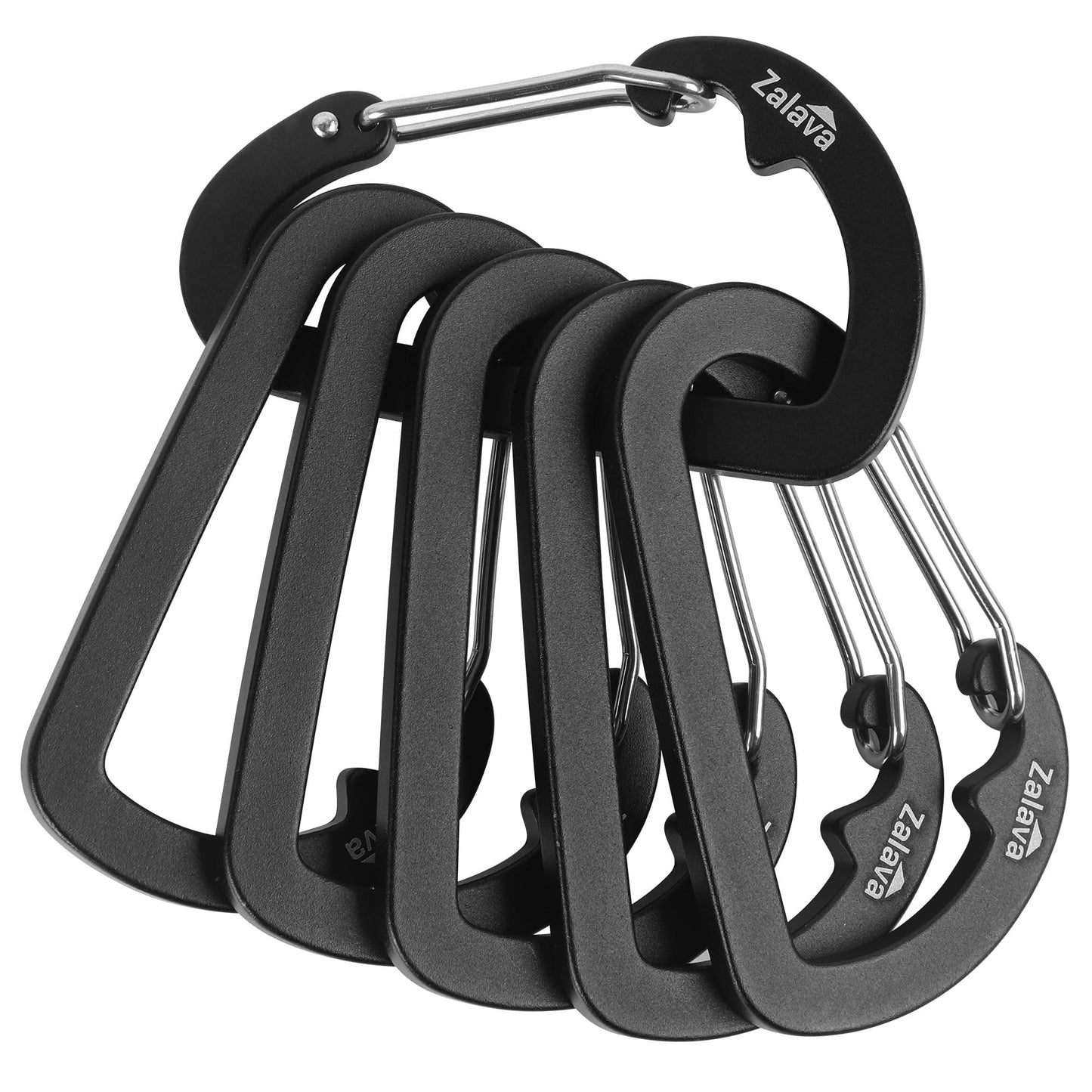 6-Pack Carabiner Clip D-Shape Spring for Keychain, 3 inch Heavy Duty Clip for Climbing Fishing Hiking Outdoor Keychain Clip Hook Black